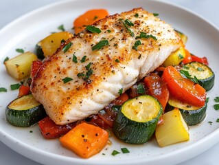 baked cod fillet with vegetables