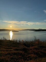sunset over the lake