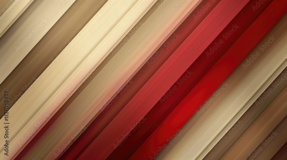 Poster abstract diagonal stripes in warm tones of red, brown, and beige create a dynamic visual effect.