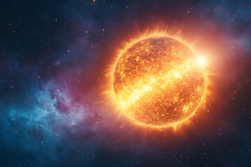 Obraz premium Breathtaking Depiction of the Sun as Seen from Space with Radiant Light.