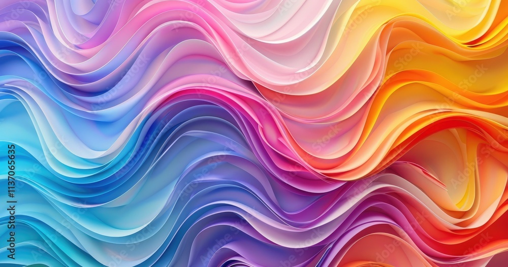 Poster abstract waves of vibrant colors in a flowing design, creating a dynamic visual effect.
