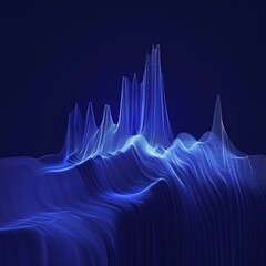 blue glowing shaped lines as data graphic, dimentional, background is a gradient color from down dark blue to up bright white  - generative ai
