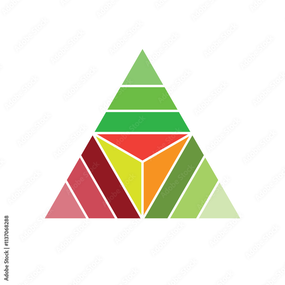 Poster this is a flat abstract logo design of a triangle pyramid shape looking from above in colorful color
