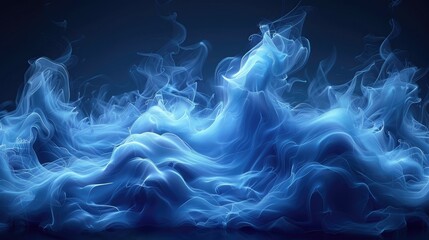 Obraz premium A swirling blue smoke-like formation on a dark background, evoking a sense of movement.