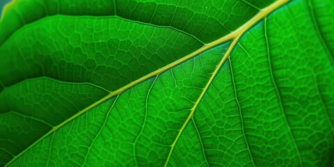Obraz premium Close-up shot of a vibrant green leaf with delicate veins and soft textures, nature, outdoors, foliage