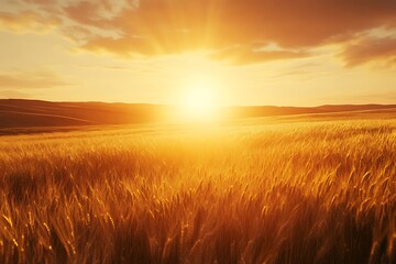 Golden Hour Wheat Field Sunset