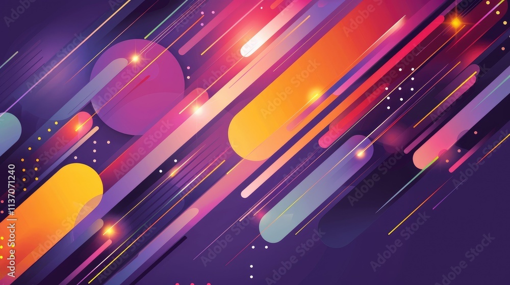 Poster vibrant abstract design with dynamic shapes and colors for digital backgrounds.