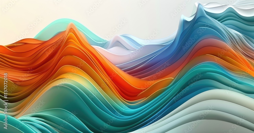Poster abstract waves of color create a dynamic, flowing landscape.