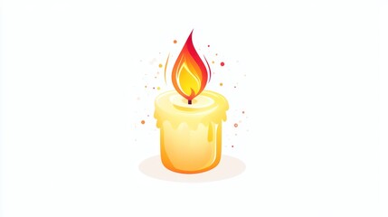 Lit candle with dripping wax and vibrant flame.