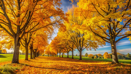 Autumn Trees with Golden Leaves