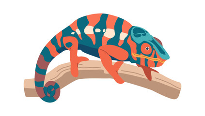 Colorful chameleon reptilian vector illustration