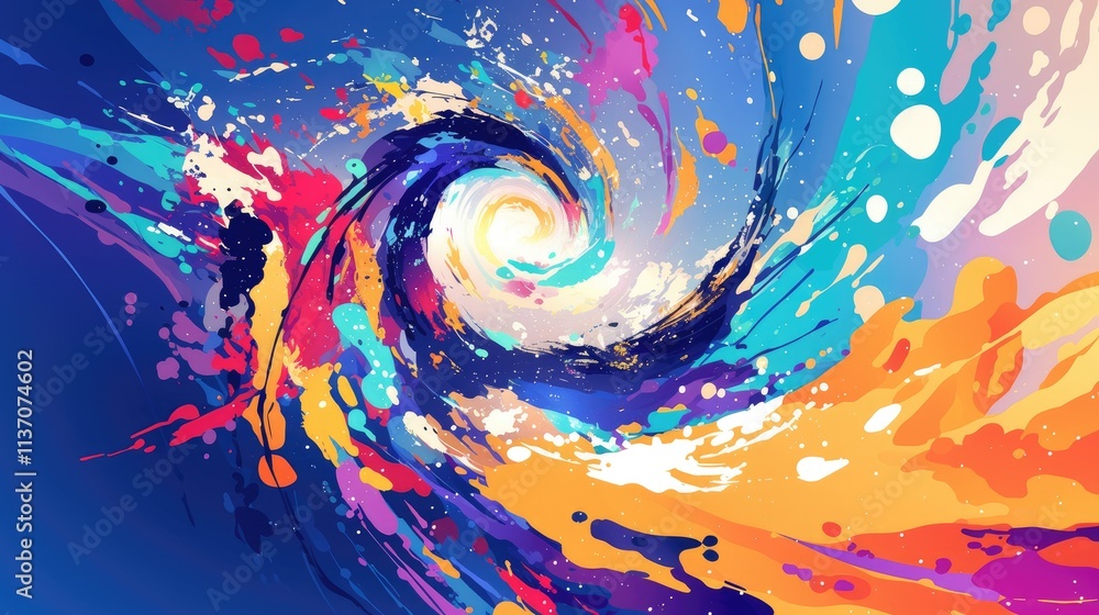 Poster a vibrant swirl of colors creating a dynamic, abstract design.