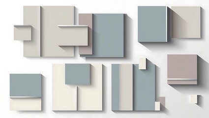 Abstract Geometric Shapes Composition in Neutral Tones