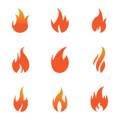Fire Set logo design illustration and fire symbol