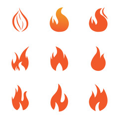 Fire Set logo design illustration and fire symbol