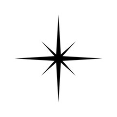 Sparkle, twinkle, starburst or bling sign isolated on white background. Flash, flare, light or firework, star explosion, radiance magic symbol. Trendy vintage pictogram. Vector graphic illustration.