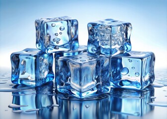Stunning 3D ice cubes, flawlessly rendered.  Crystal clarity, realistic frozen textures, icy perfection.