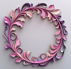 Elegant Pink Ornate Vintage Round Frame with Baroque Floral Details