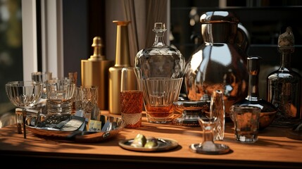 A photo of a collection of stylish barware accessories