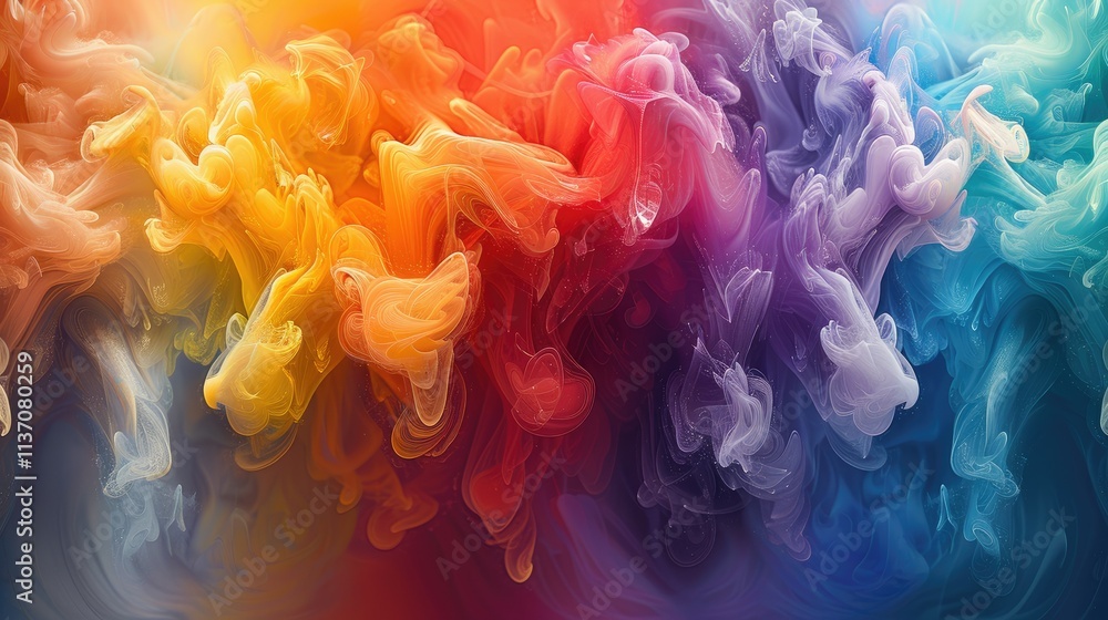 Poster a vibrant swirl of colorful smoke or paint blending in abstract patterns.