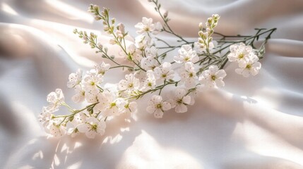 Delicate White Flowers on Soft Fabric