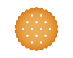 Round cracker. Sweet or salty biscuit cookie. Children's crunchy snack isolated on white background. Vector cartoon illustration.