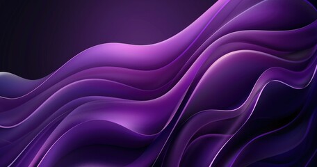 Obraz premium Abstract waves in purple tones create a smooth, flowing design for digital backgrounds.