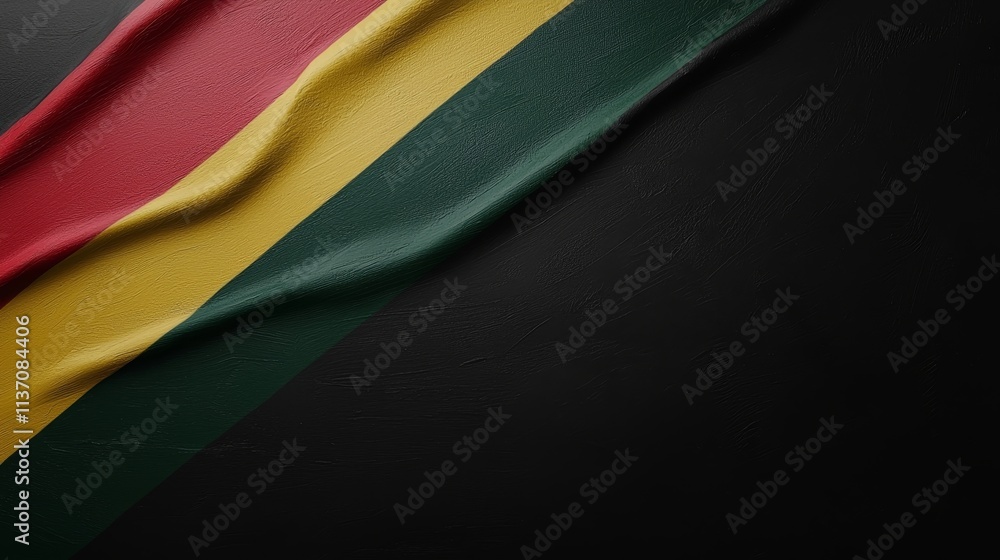 Poster flag colors red, yellow, green with textured patterns and smooth flow