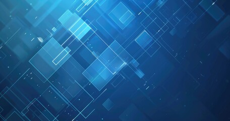 Fototapeta premium Abstract blue geometric background with glowing lines and shapes for digital design.