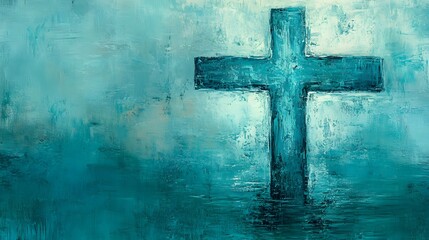 Abstract Teal Cross Painting Artistic Expression