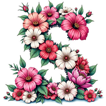 Coloring book for children letter SITARAM with flowers.