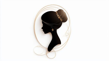 A vintage cameo silhouette with delicate borders, centered on a clean white background for timeless appeal.