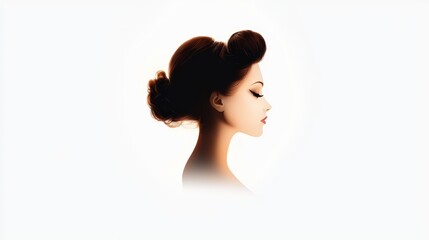 Fototapeta premium A vintage cameo silhouette with delicate borders, centered on a clean white background for timeless appeal.