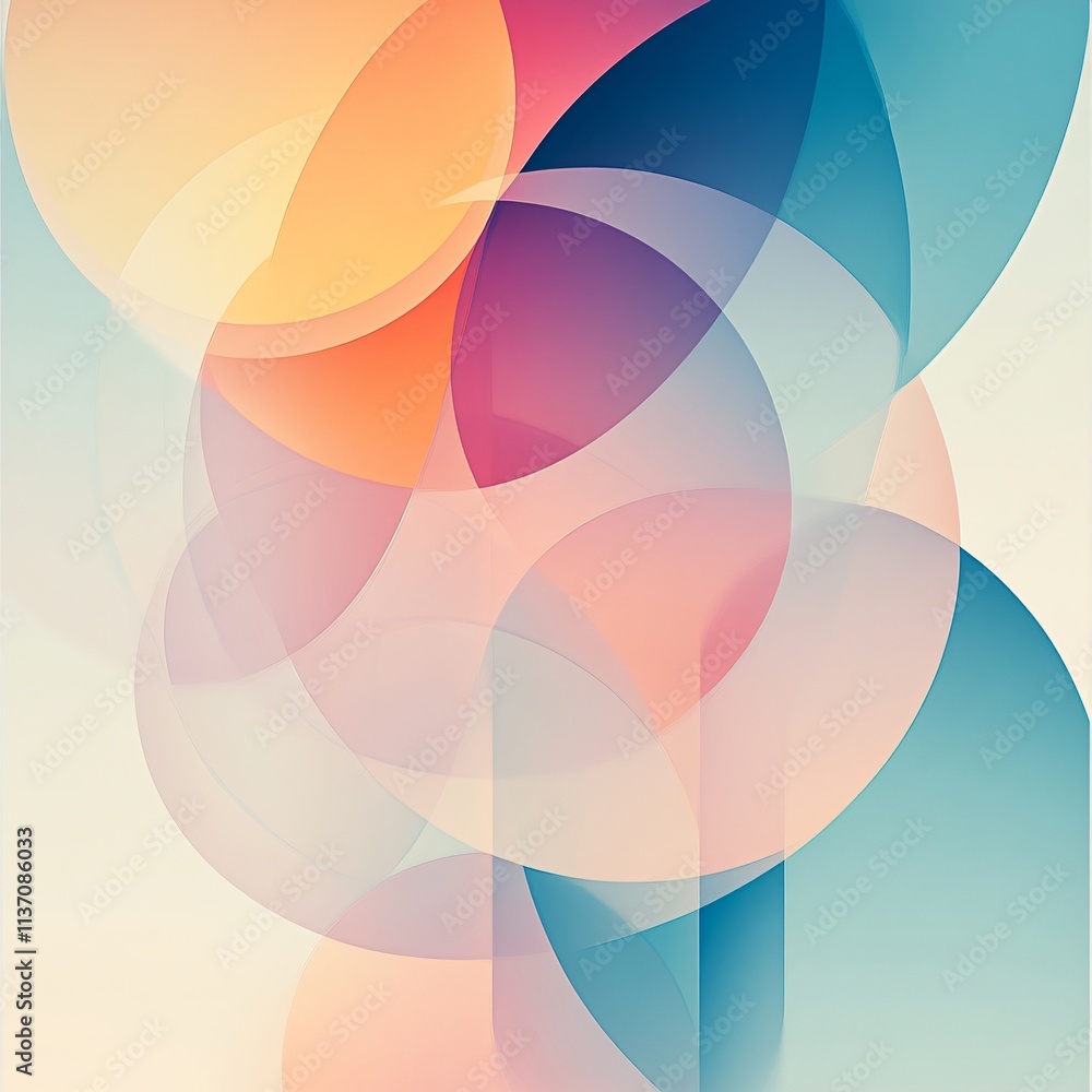 Poster abstract pastel circles background soft overlapping shapes design texture