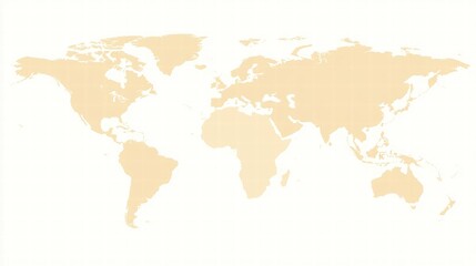 Beige World Map on White Background