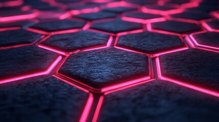 Obraz premium Abstract Hexagon Pattern with Neon Pink Glow