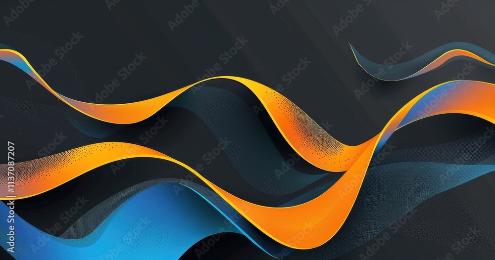 Poster abstract waves in vibrant colors create a dynamic and modern visual effect.