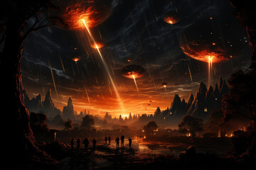 Fototapeta premium meteor shower,. 