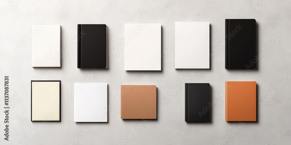 Poster mockup items for various styles and sizes, neatly arranged on a blank canvas, perfect for creative d