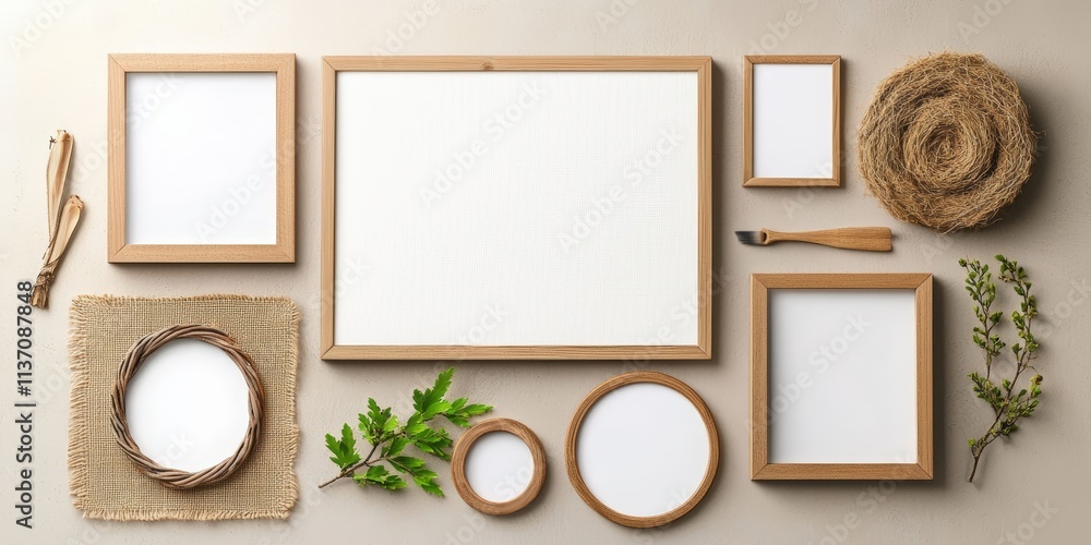 Poster mockup items for various styles and sizes, neatly arranged on a blank canvas, perfect for creative d
