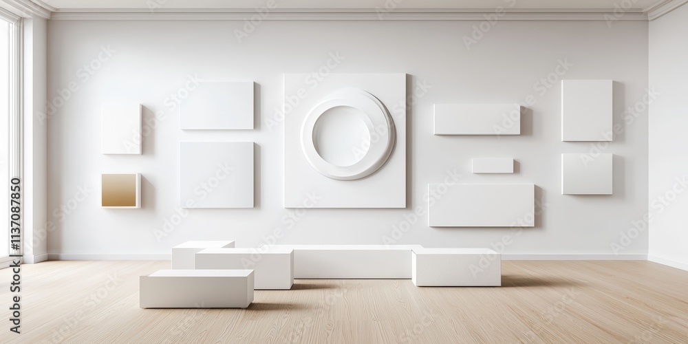 Aufkleber mockup items for various styles and sizes, neatly arranged on a blank canvas, perfect for creative d