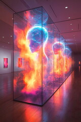 Obraz premium Innovative display of artificial intelligence concepts in a modern art gallery setting