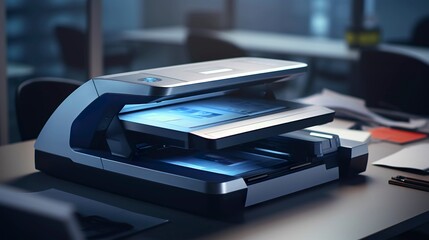 A photo of a document scanner processing paperwork