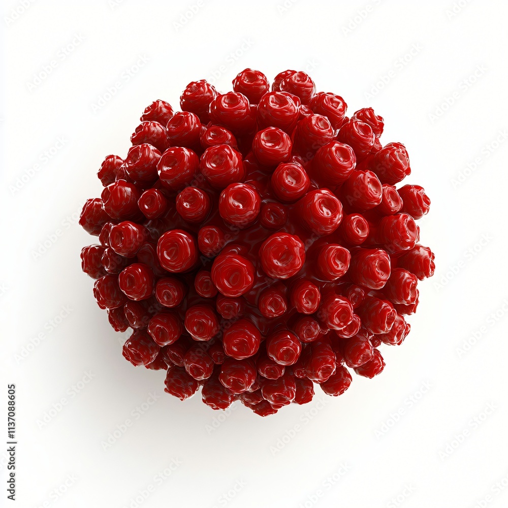 Poster red abstract sphere 3d render glossy texture ball round circular organic cellular cluster design