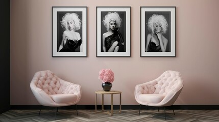 A photo of a feature wall showcasing fashion sketches
