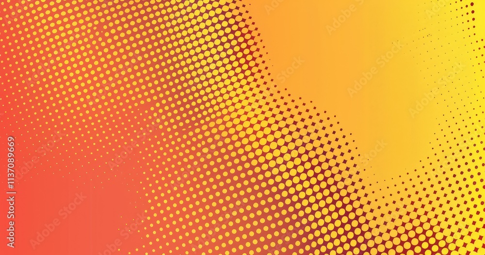 Poster a vibrant gradient background with dotted patterns in warm hues of orange and yellow.