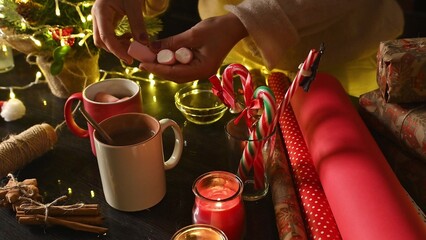 Christmas preparations with hot cocoa