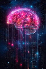Obraz premium Exploring the connection between artificial intelligence and human cognitive processes in digital space