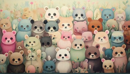 grid of round, blushing animals like pandas, bunnies,