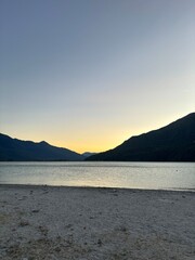Fototapeta premium sunset over the lake